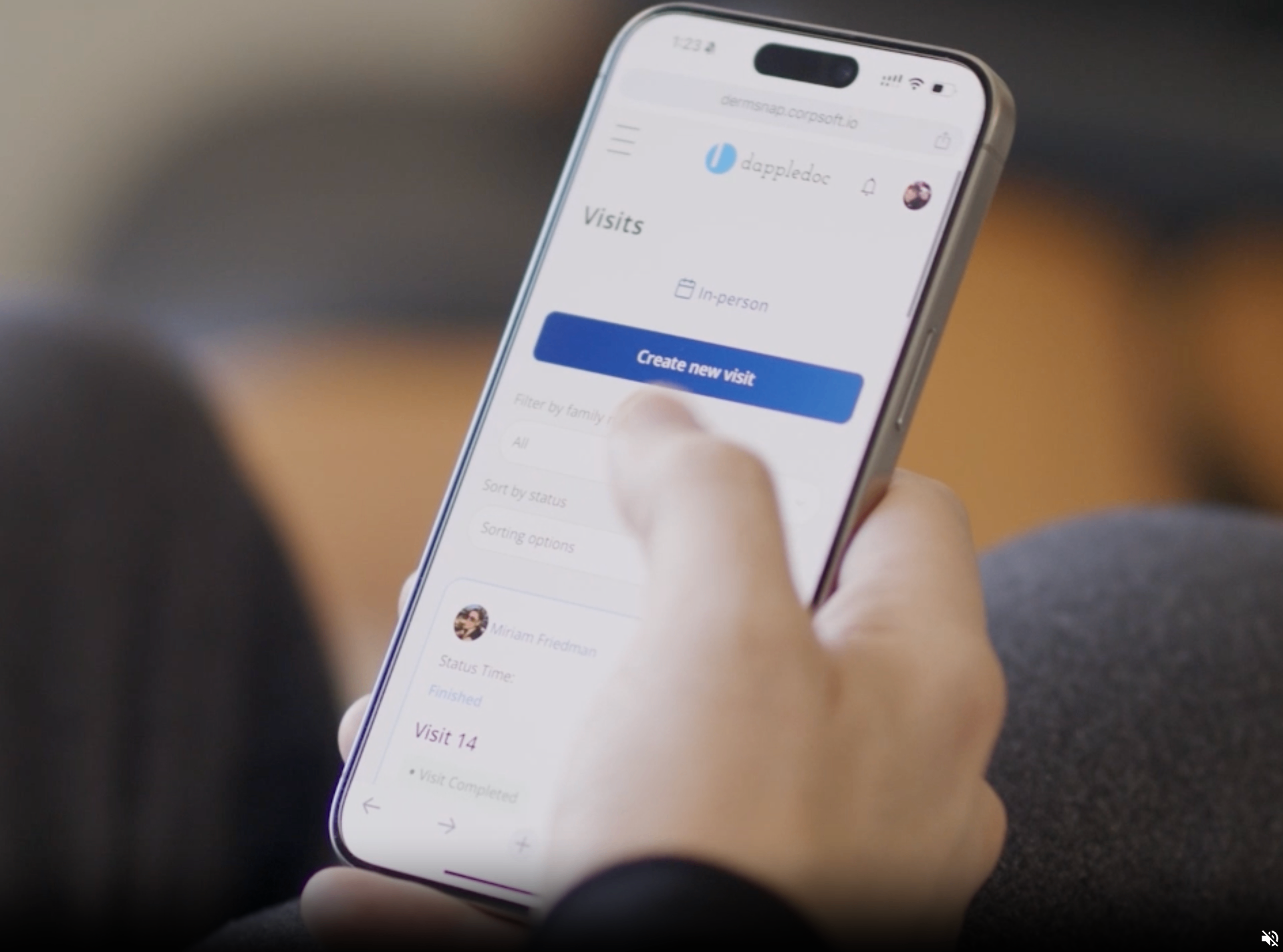 Person using DappleDoc mobile app